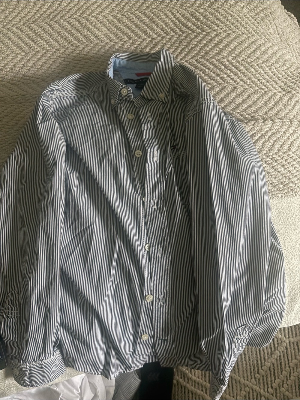 Boys Classic Button-Down Stripe Shirt - Blue/White